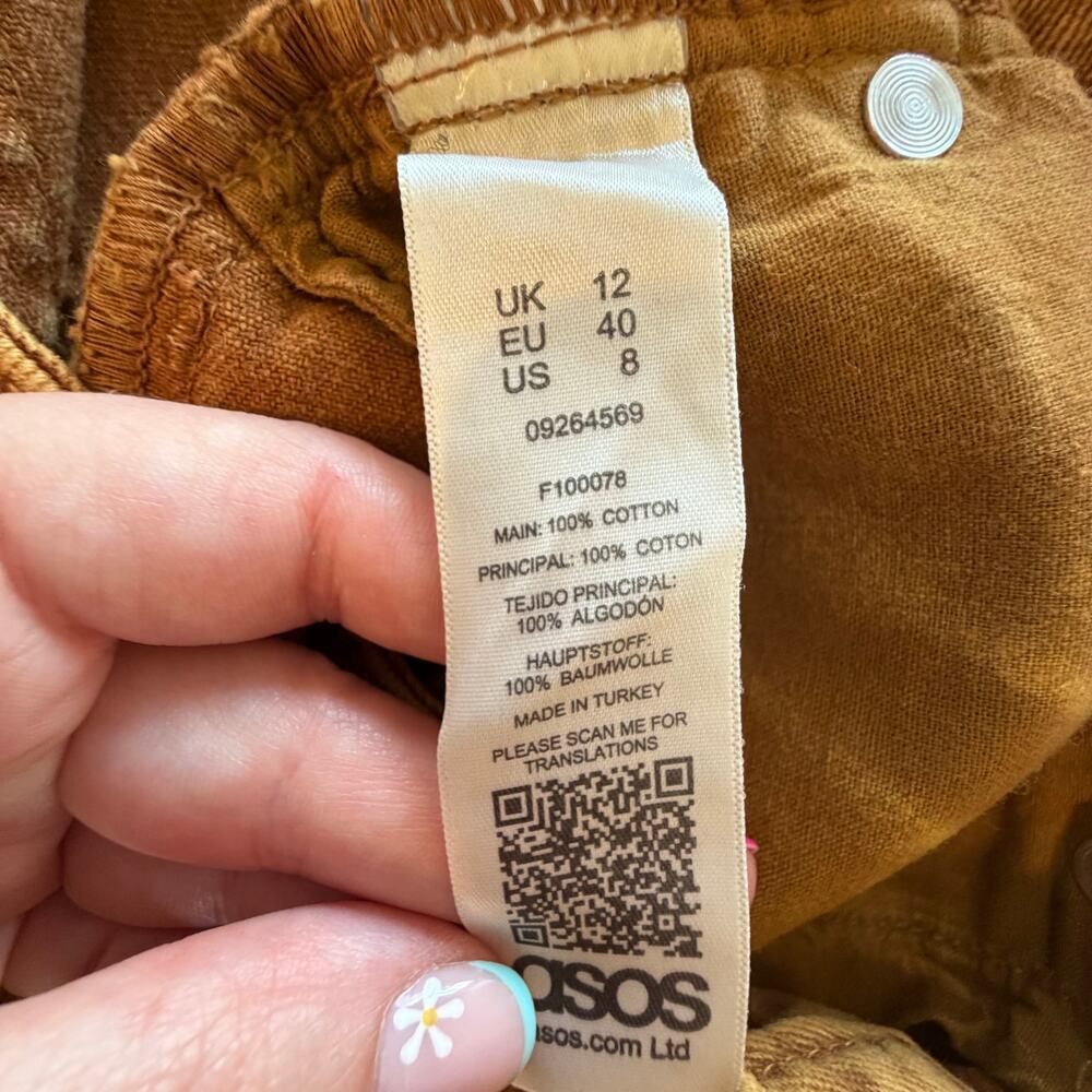 ASOS Mustard Yellow Denim Skirt Tall Womens Size 8 NWT Y2K Skater Casual - Picture 5 of 7